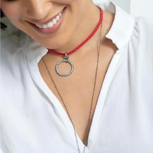 Sabika Bolder Pendant Choker with Red Cord - Picture 1 of 3